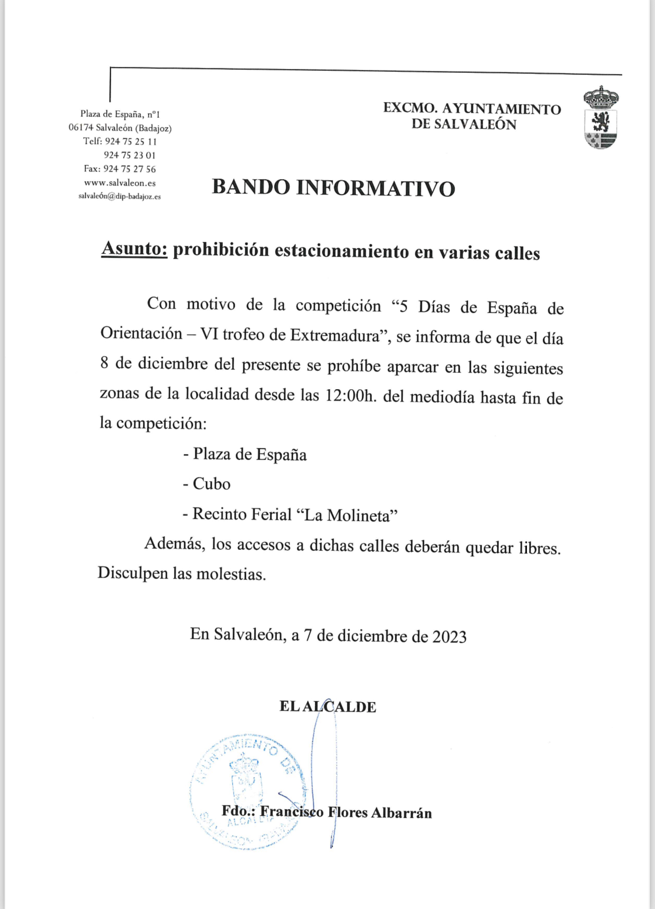 Granja de Torrehermosa Informa - Servicio de comunicación vía web  proporcionado por Bandomovil