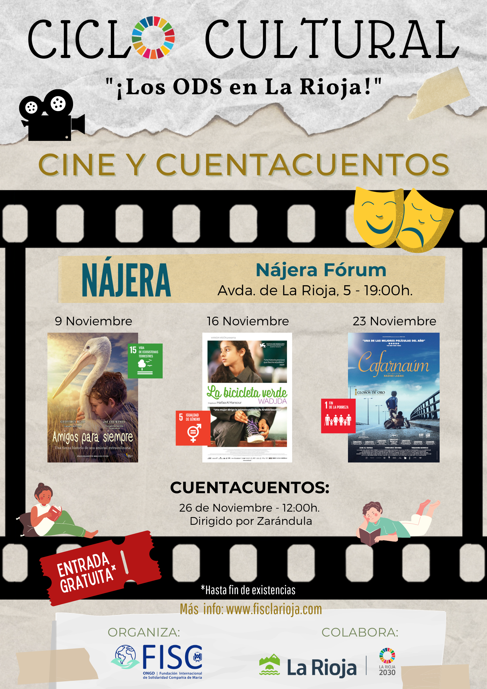 Najeraforum. Actividades noviembre 2022. Películas y cuentacuentos